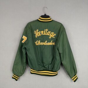 Vintage Chain Stitch Jacket Womens Medium Green Varsity Cheerleader Heritage 90s